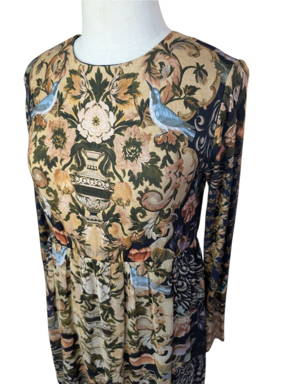 Soft Surroundings Kalista viscose boho Earthy maxi zip up dress. petite small.